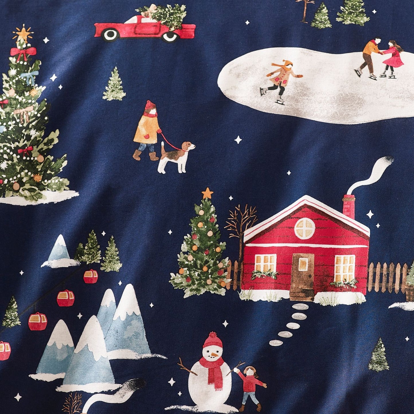 Catherine Lansfield Christmas Ski Village Navy Reversible Duvet Set