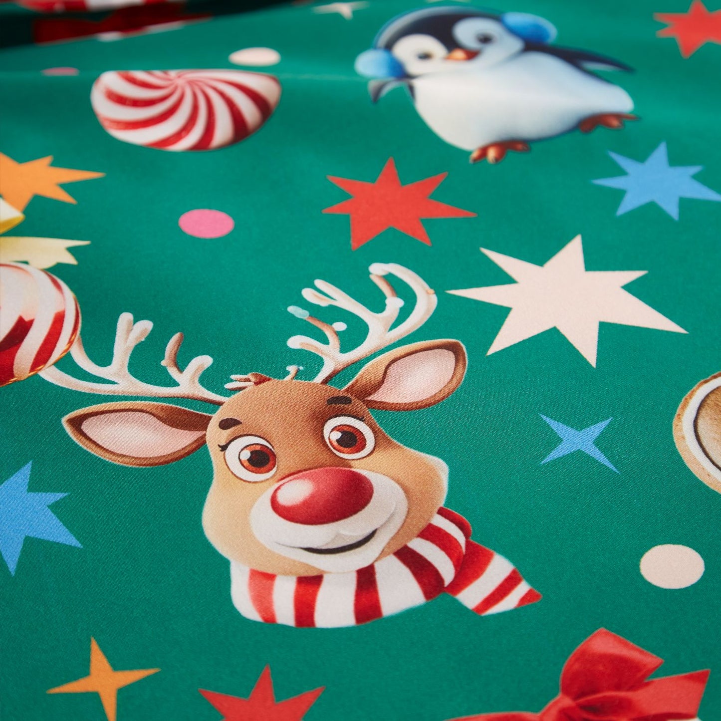 Catherine Lansfield Christmas Icons Green So Soft Reversible Duvet Set