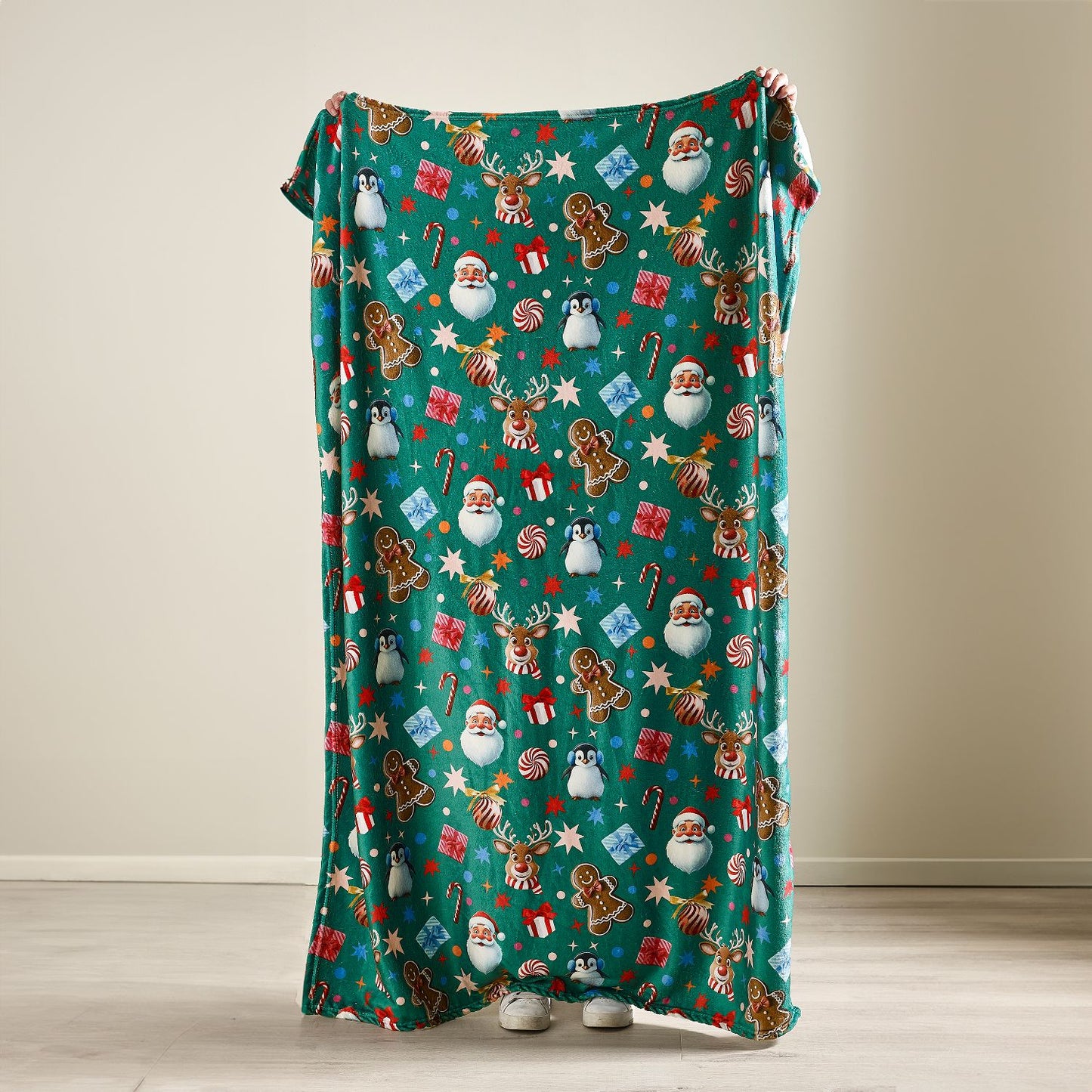 Catherine Lansfield Christmas Icons Green Fleece Throw