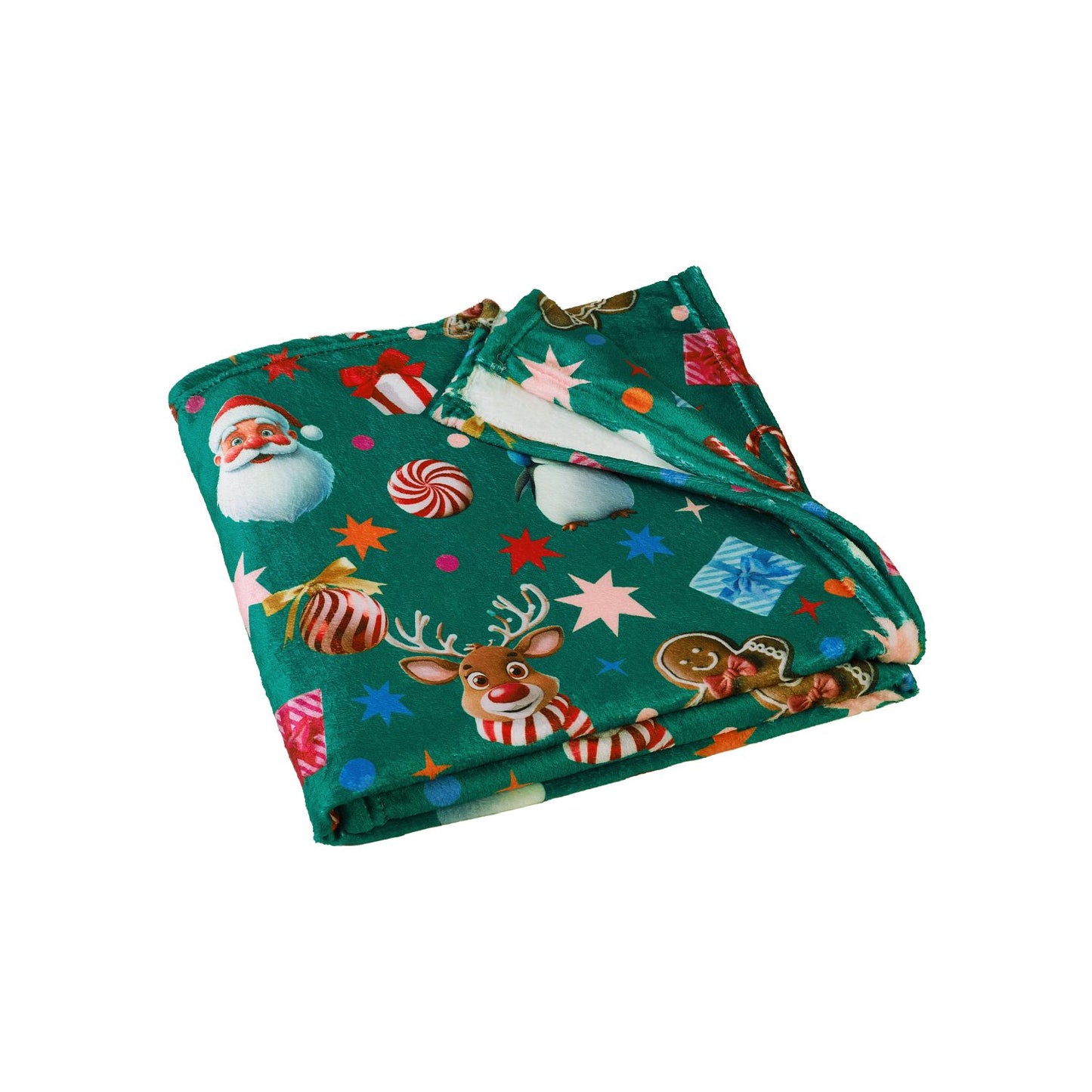Catherine Lansfield Christmas Icons Green Fleece Throw