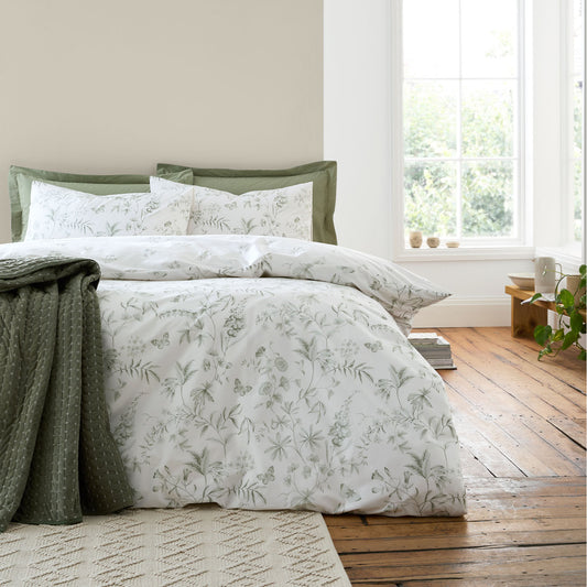 Bianca Thea Floral Green 200TC Cotton Reversible Duvet Set