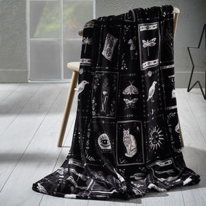 Catherine Lansfield Enchanted Witchcraft Black Cosy Fleece Throw
