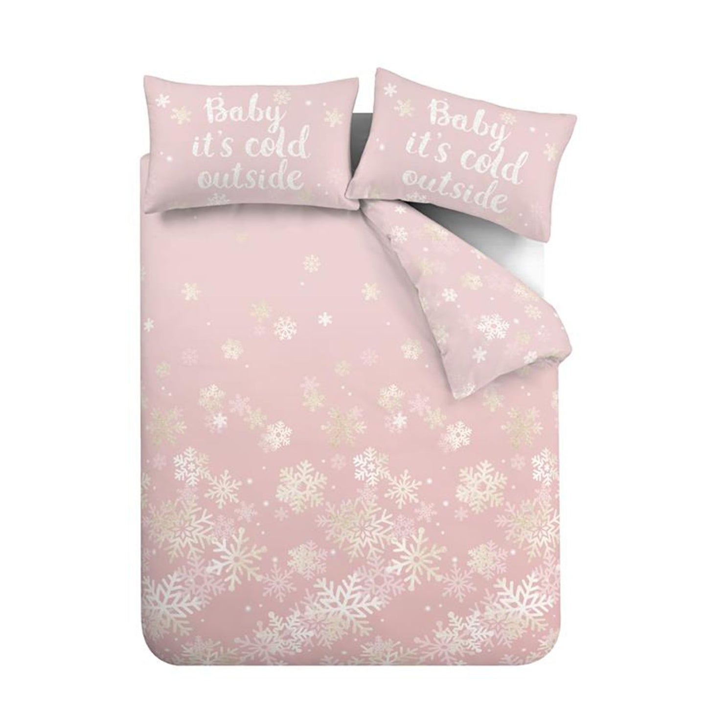 Catherine Lansfield Baby It's Cold Outside Pink Reversible Duvet Set