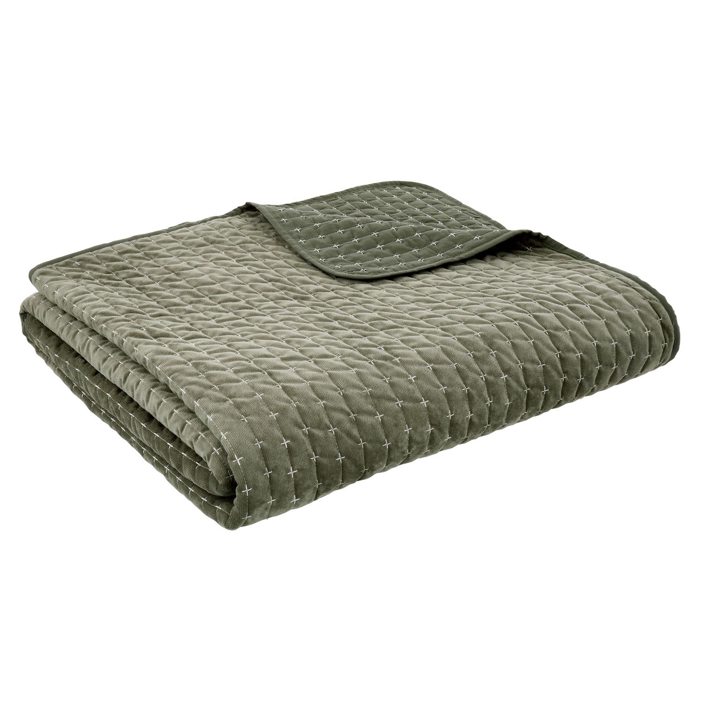 Bianca Attica Green Velvet Embroidered Bedspread