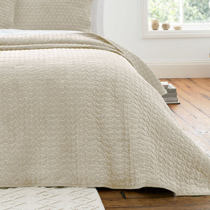 Bianca Attica Natural Velvet Embroidered Bedspread