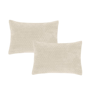 Bianca Attica Natural Velvet Embroidered Pillow Sham Pair