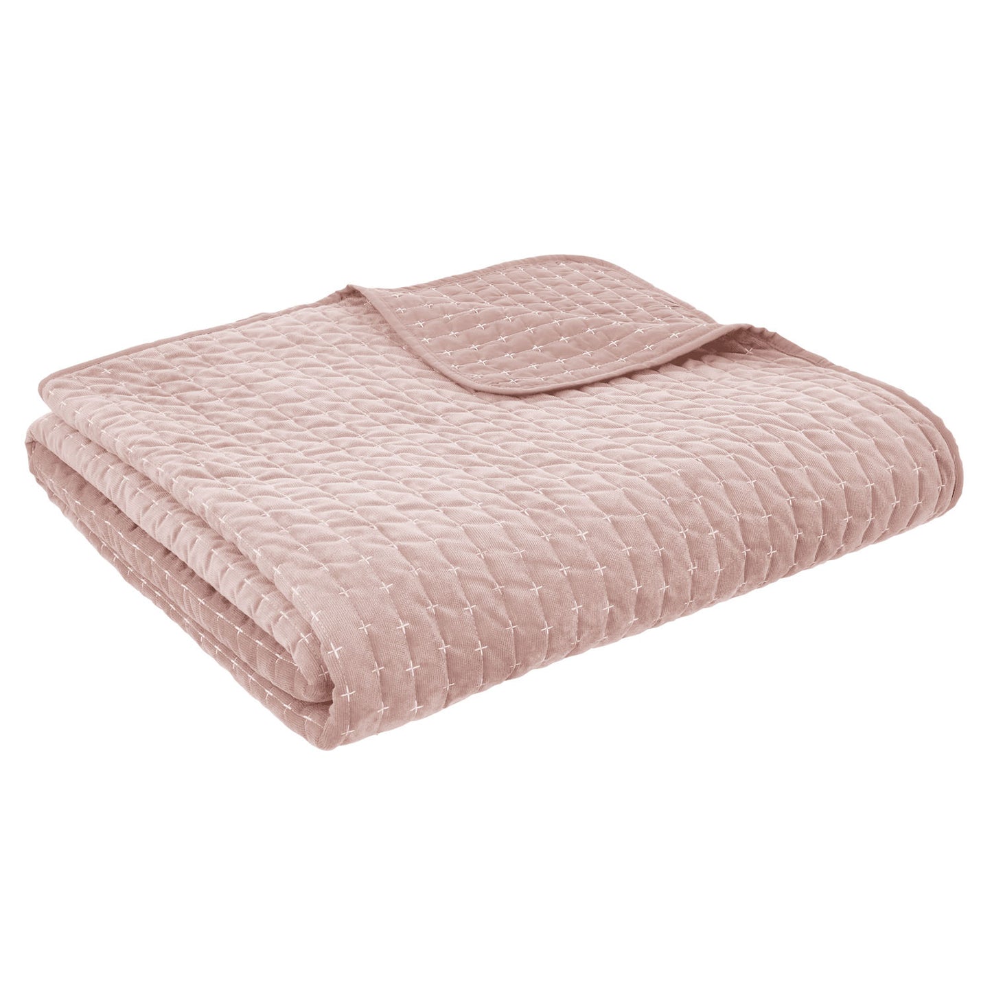 Bianca Attica Pink Velvet Embroidered Bedspread