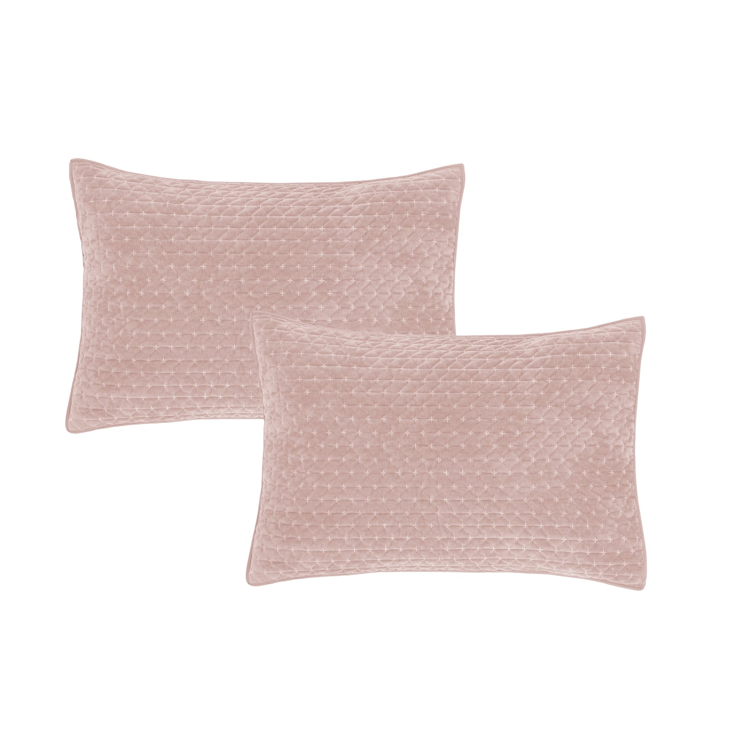 Bianca Attica Pink Velvet Embroidered Pillow Sham Pair