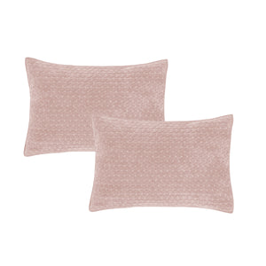 Bianca Attica Pink Velvet Embroidered Pillow Sham Pair