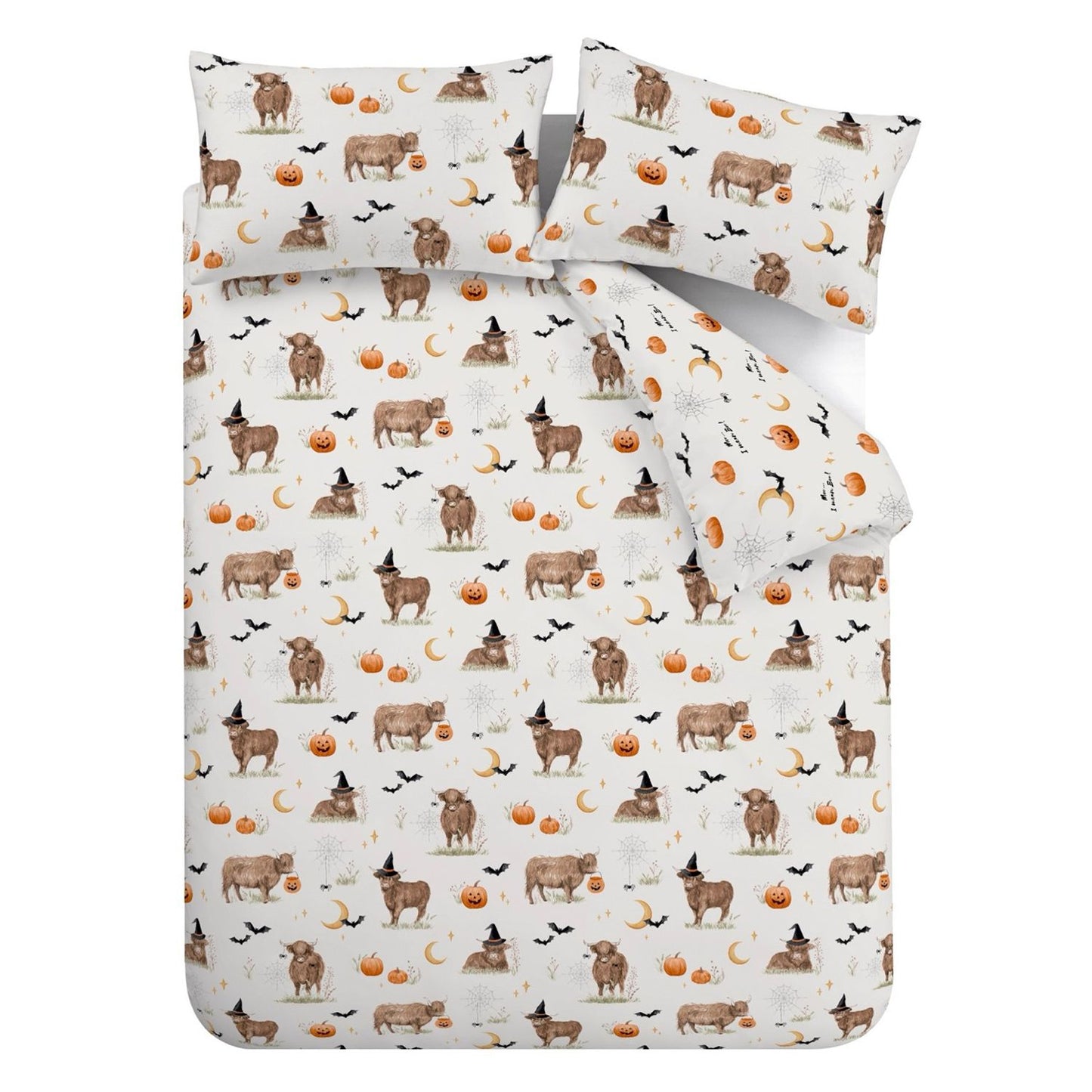 Catherine Lansfield Halloween Highland Cow Reversible Duvet Set