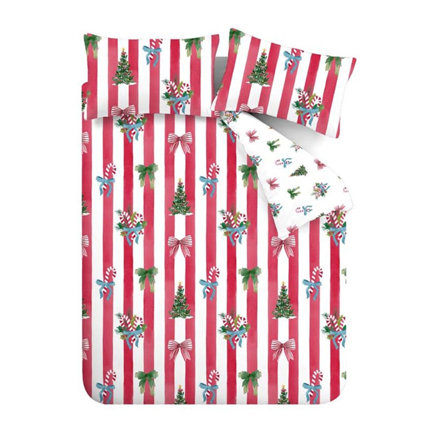 Catherine Lansfield Christmas Stripe Red Reversible Duvet Set