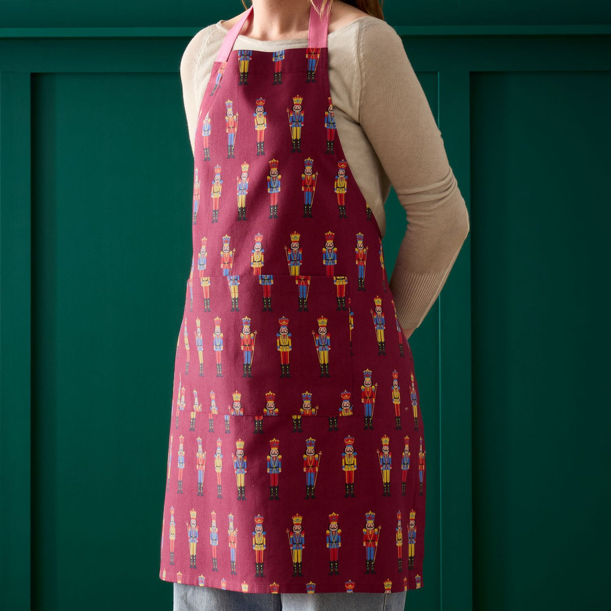 Catherine Lansfield Christmas Nutcracker Plum Cotton Adult Apron