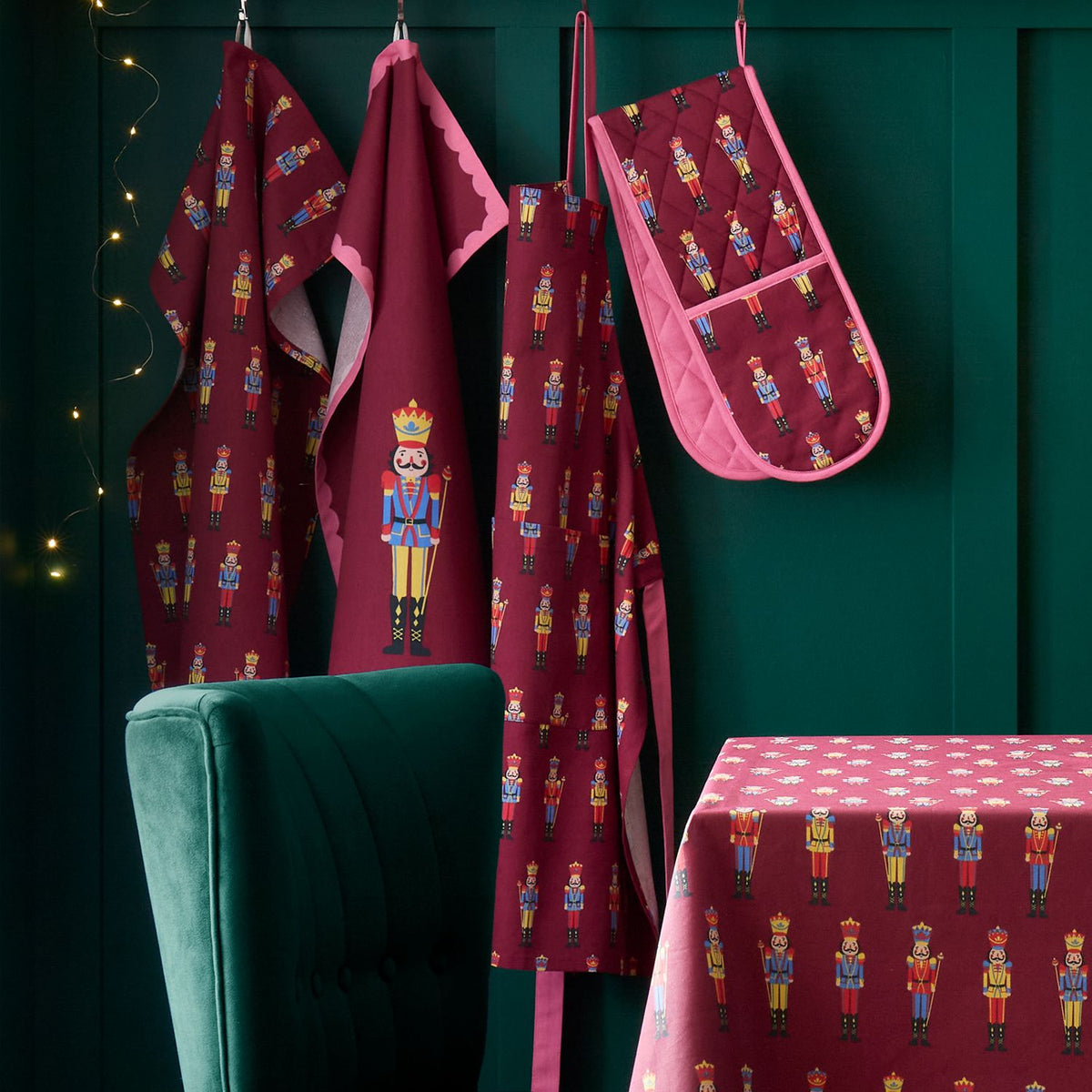Catherine Lansfield Christmas Nutcracker Plum Cotton Adult Apron
