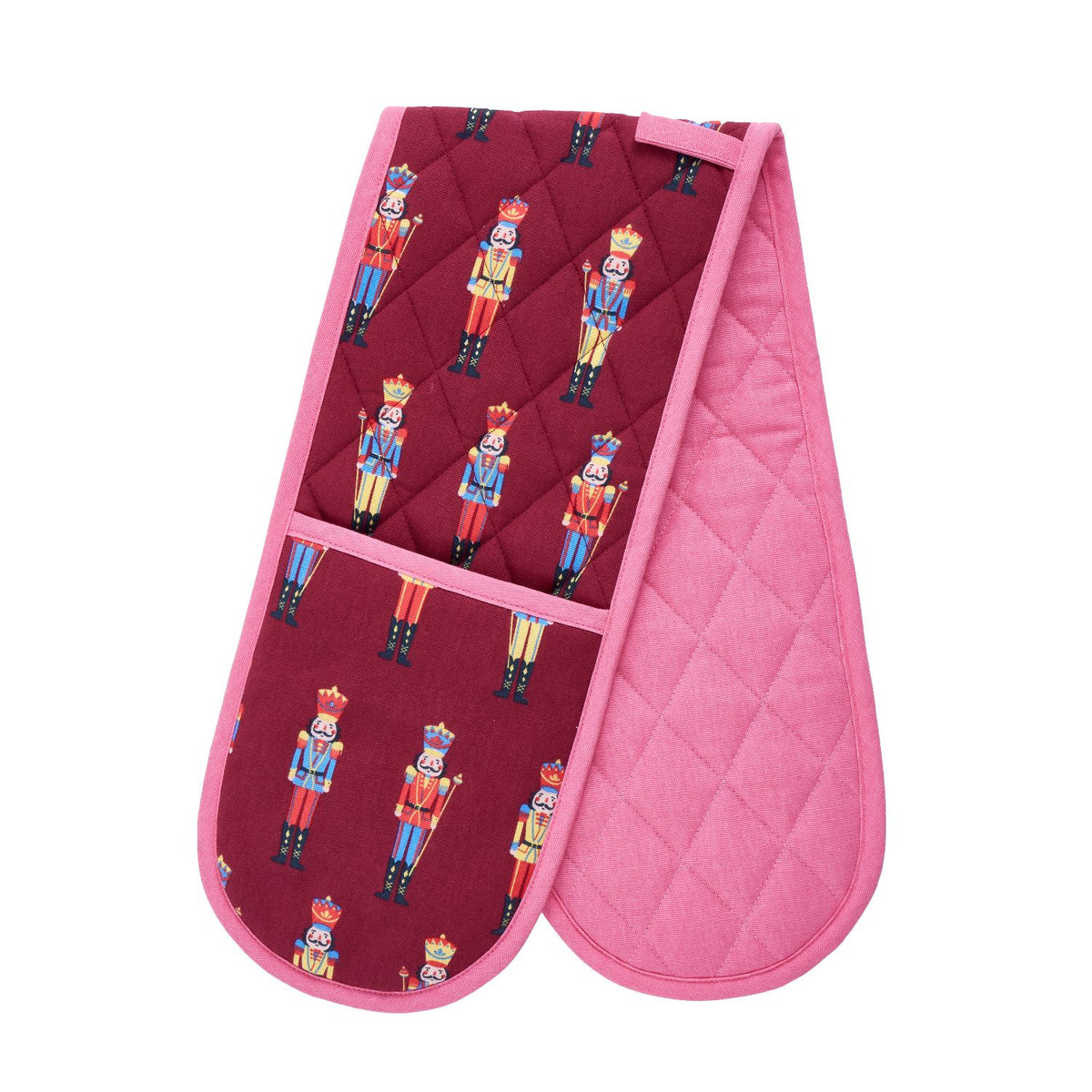 Catherine Lansfield Christmas Nutcracker Plum Cotton Double Oven Glove