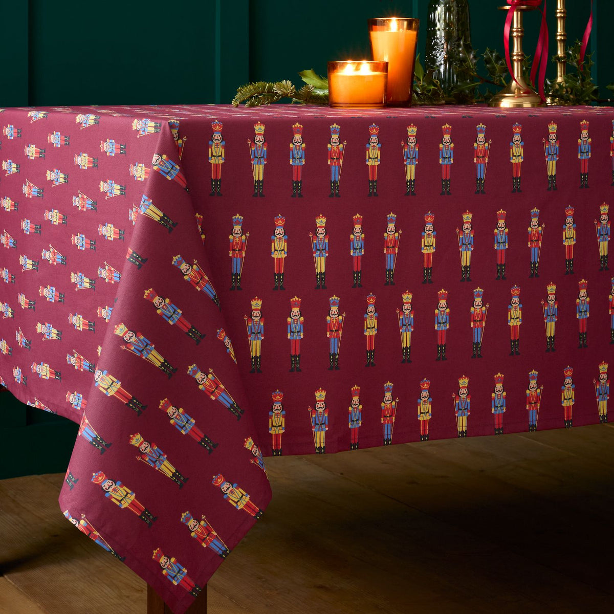 Catherine Lansfield Christmas Nutcracker Plum Cotton Table Cloth