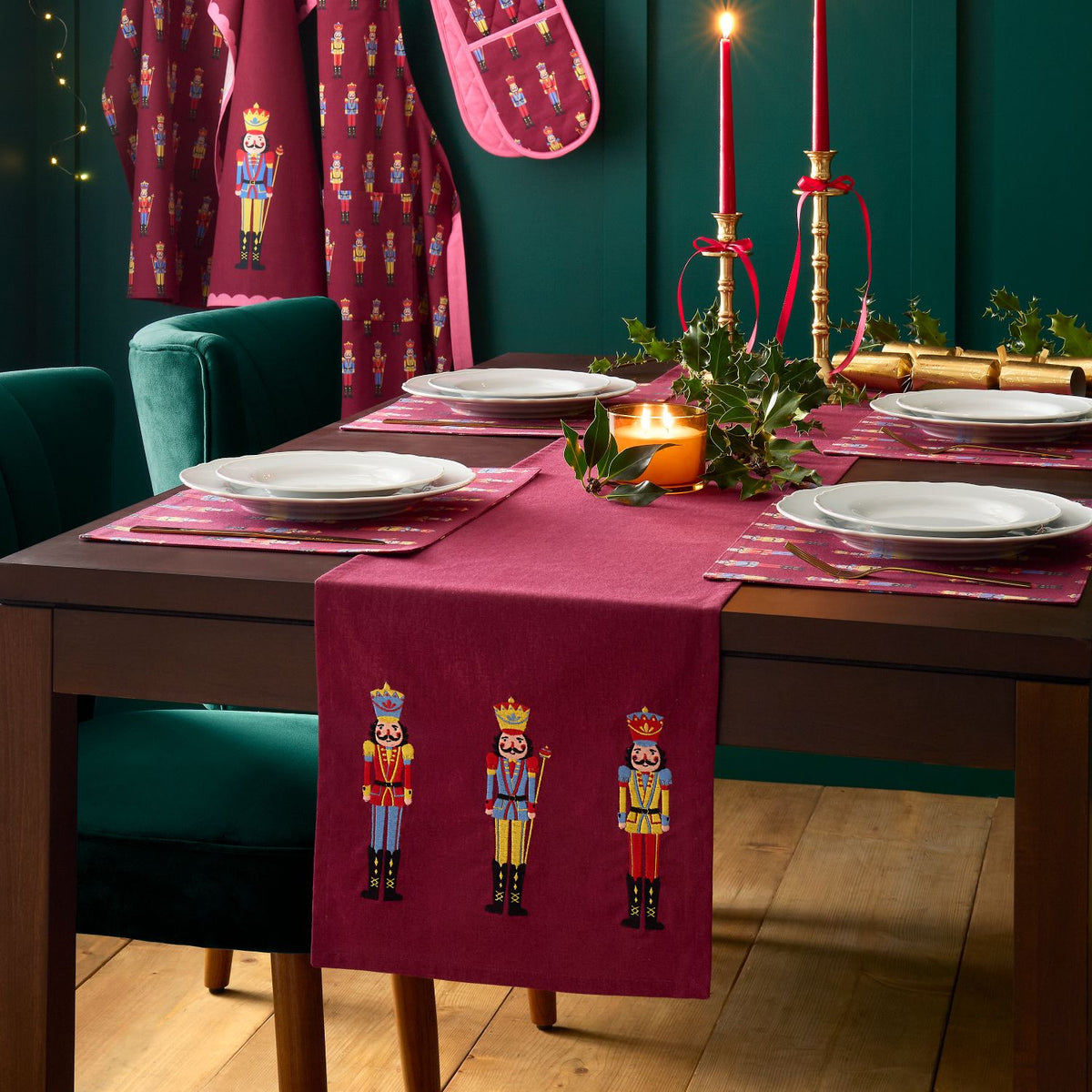 Catherine Lansfield Christmas Nutcracker Plum Cotton Table Runner