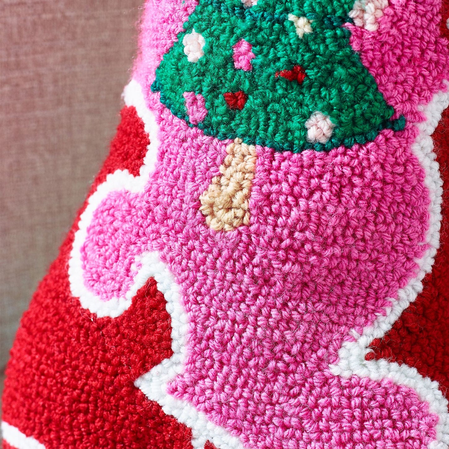 Catherine Lansfield Santa's Howdy Christmas Boot Boucle 3D Shaped Cushion