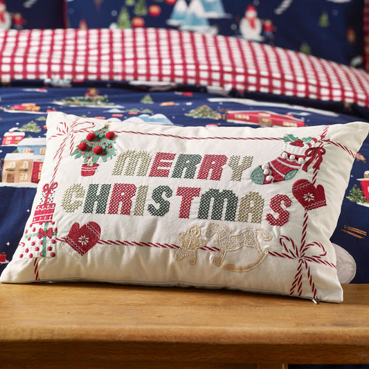 Catherine Lansfield Merry Christmas Cross Stitch Cushion