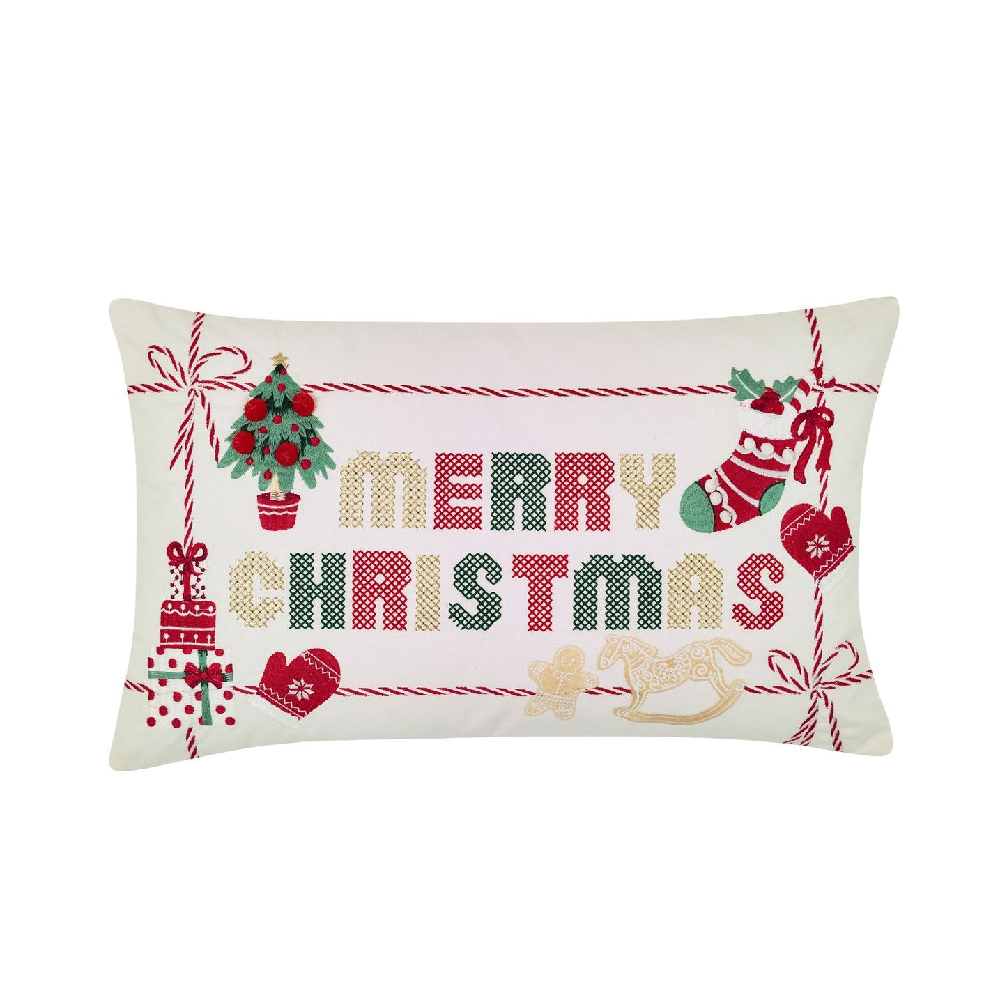 Catherine Lansfield Merry Christmas Cross Stitch Cushion