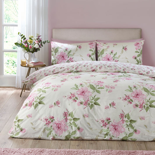 Catherine Lansfield Avebury Floral Cream Reversible Duvet Set