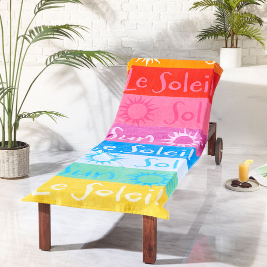 Catherine Lansfield Cotton Block Stripe Beach Sun Lounger Towel