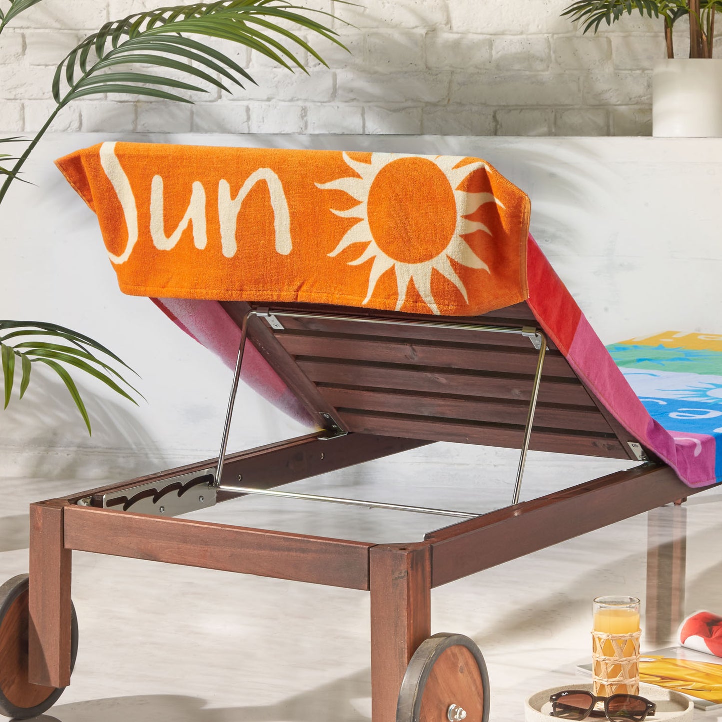 Catherine Lansfield Cotton Block Stripe Beach Sun Lounger Towel