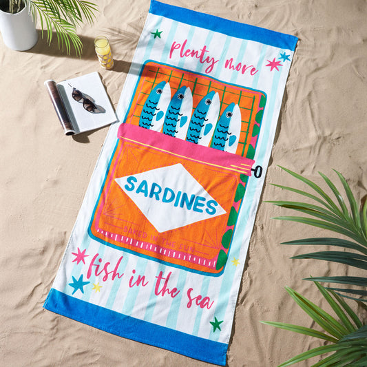 Catherine Lansfield Sardines Cotton Beach Towel