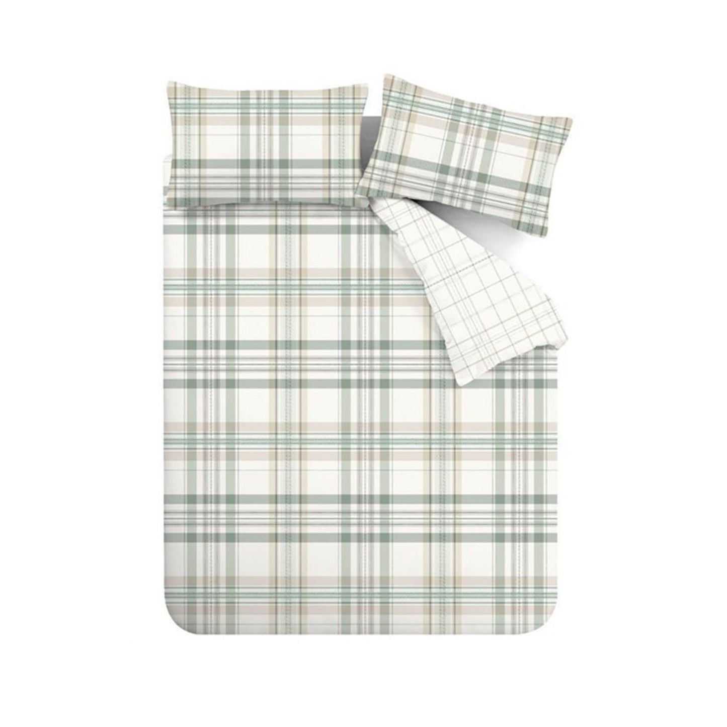 Catherine Lansfield Cartmel Check Soft Green Reversible Duvet Set