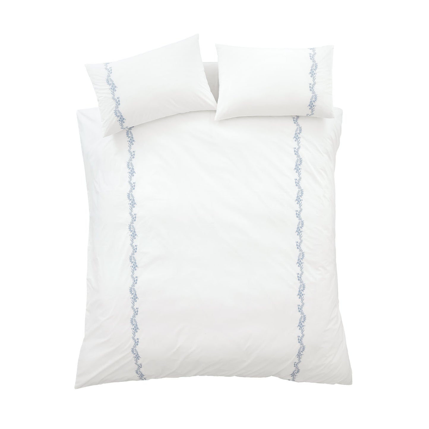 Bianca Camille Blue Embroidered Floral 200TC Cotton Duvet Set
