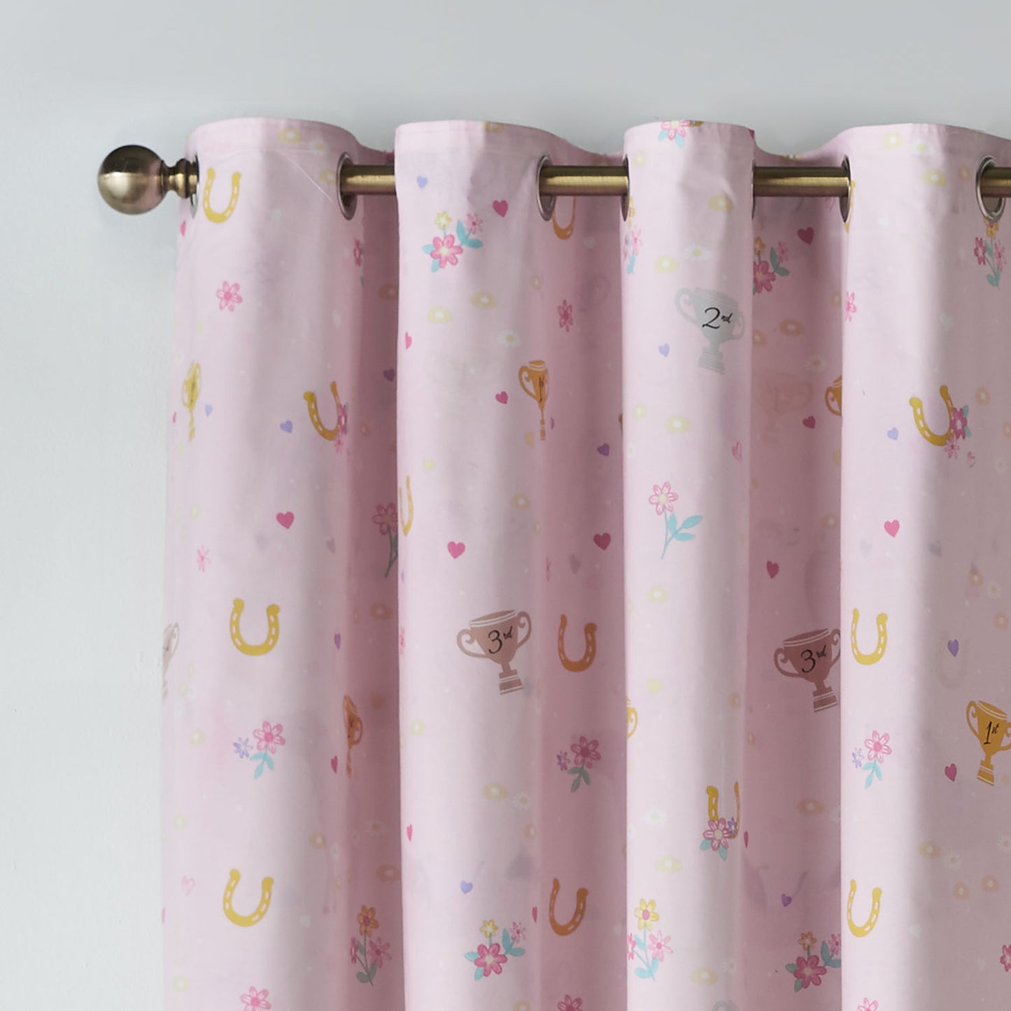 Catherine Lansfield Kids Happy Horses Cream Reversible Eyelet Curtains