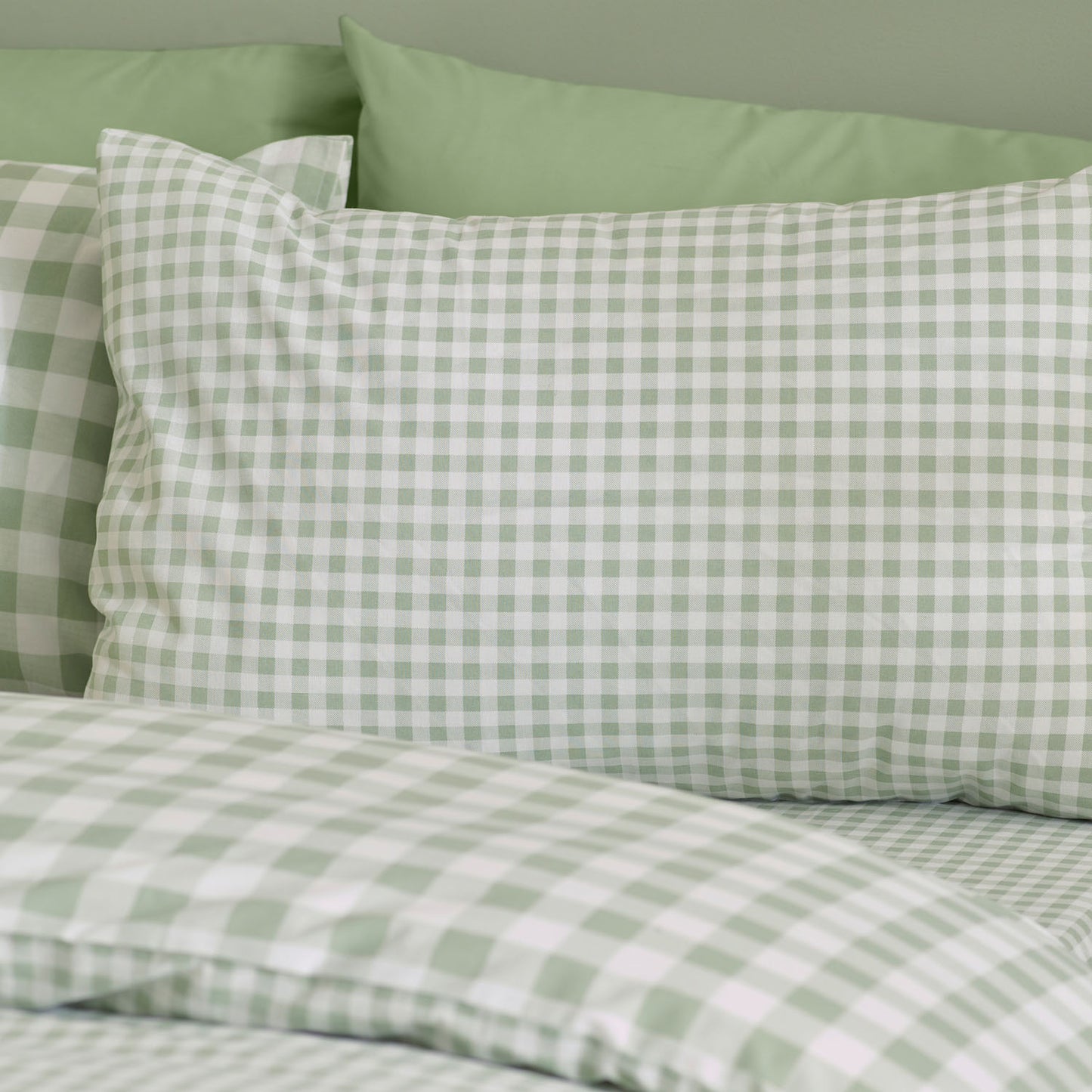 Catherine Lansfield Bamford Green Gingham Check Reversible Duvet Set