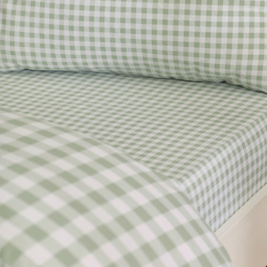 Catherine Lansfield Bamford Green Gingham Check Fitted Sheet