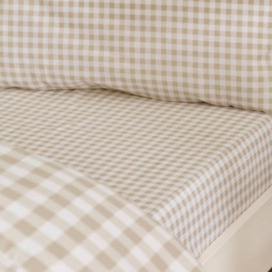 Catherine Lansfield Bamford Natural Gingham Check Fitted Sheet