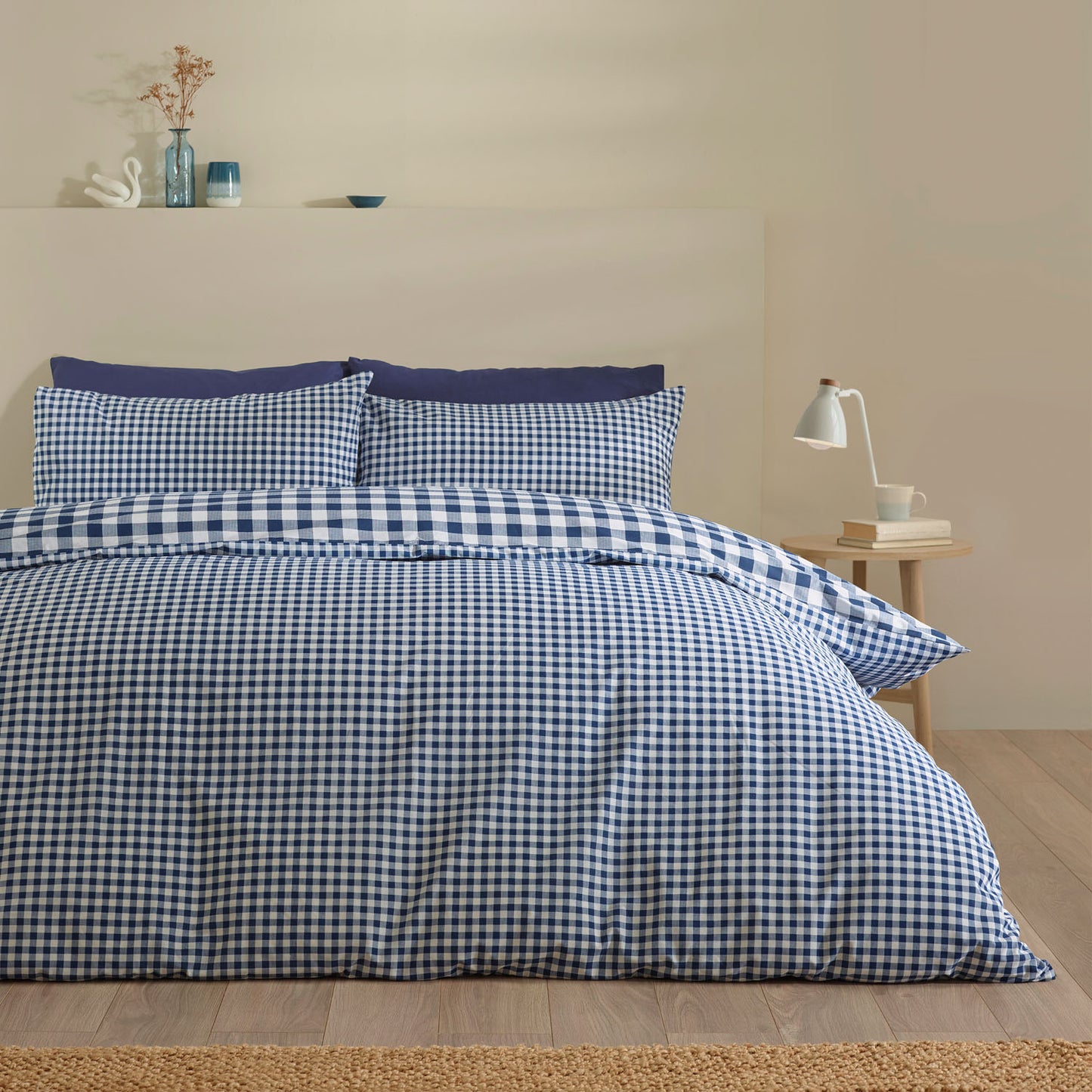 Catherine Lansfield Bamford Navy Gingham Check Reversible Duvet Set