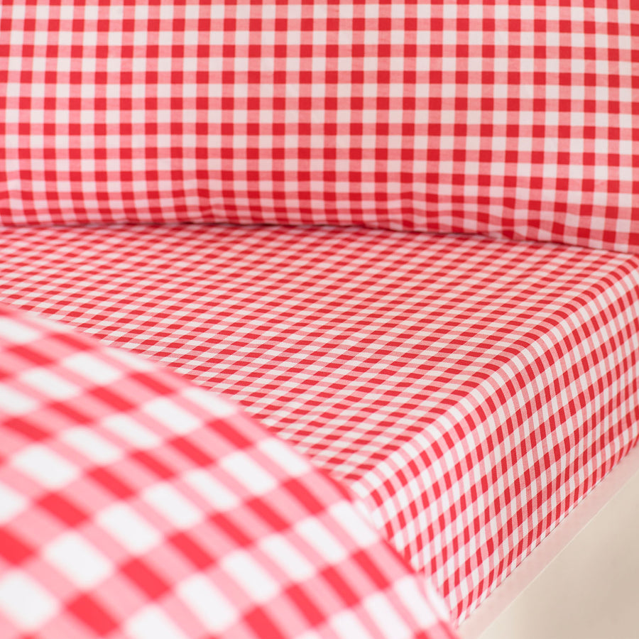 Catherine Lansfield Bamford Red Gingham Check Fitted Sheet