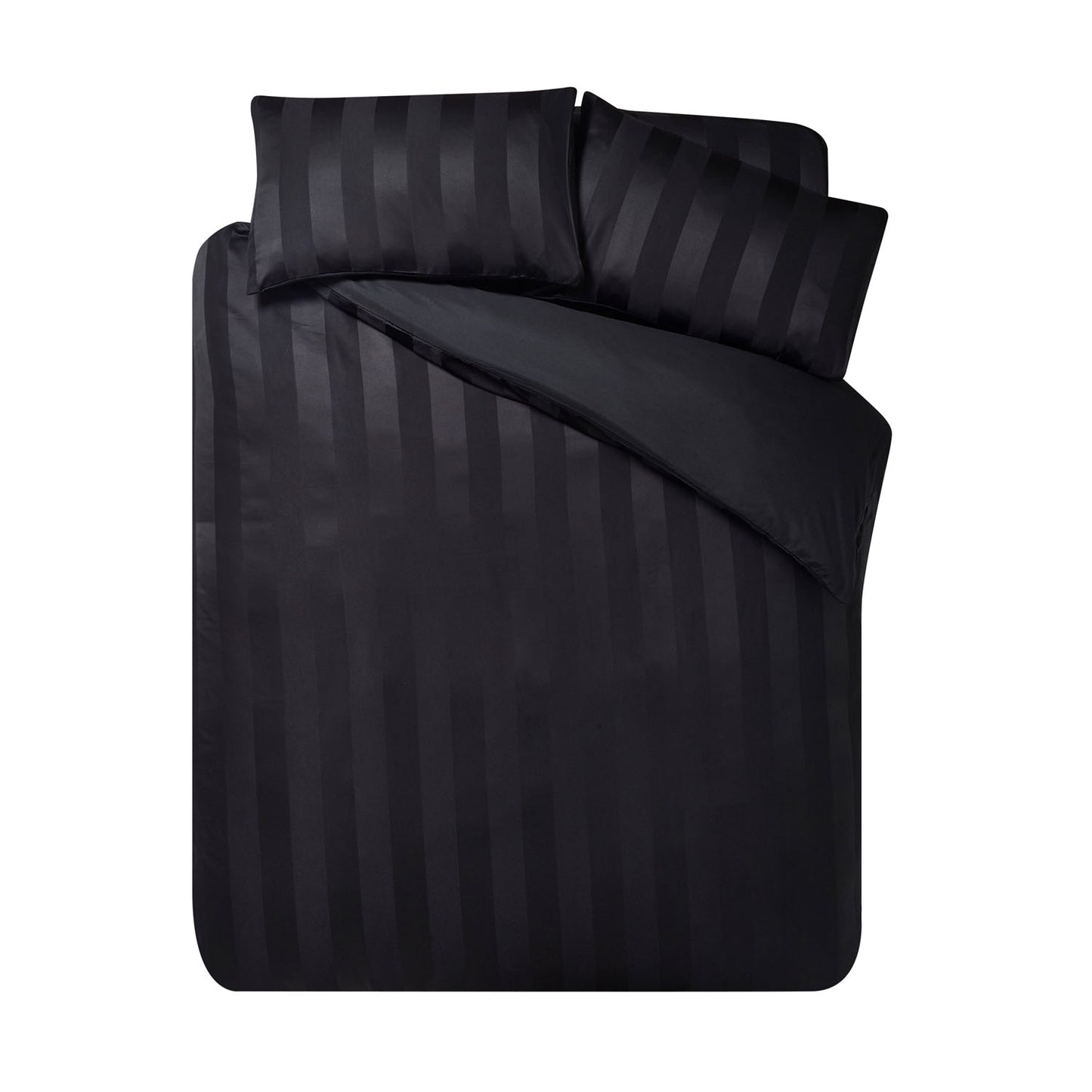 Catherine Lansfield So Soft Black Satin Stripe Duvet Set