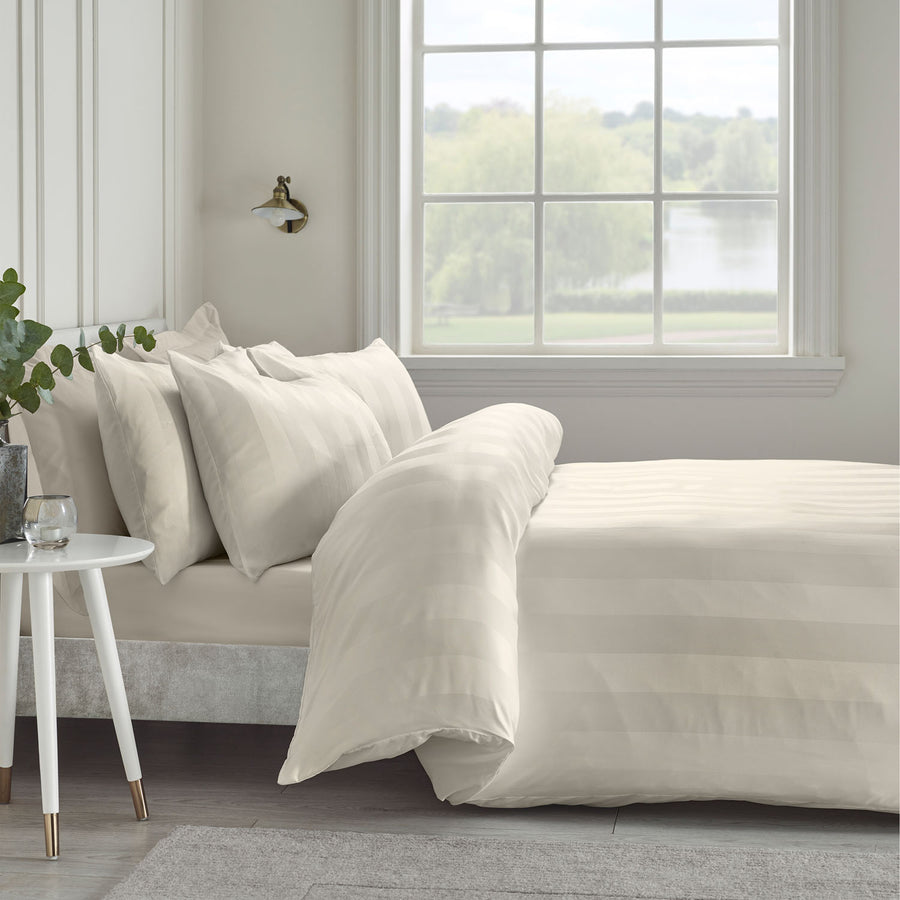 Catherine Lansfield So Soft Cream Satin Stripe Duvet Set