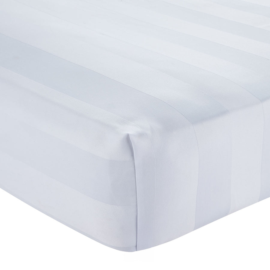 Catherine Lansfield So Soft White Satin Stripe Fitted Sheet