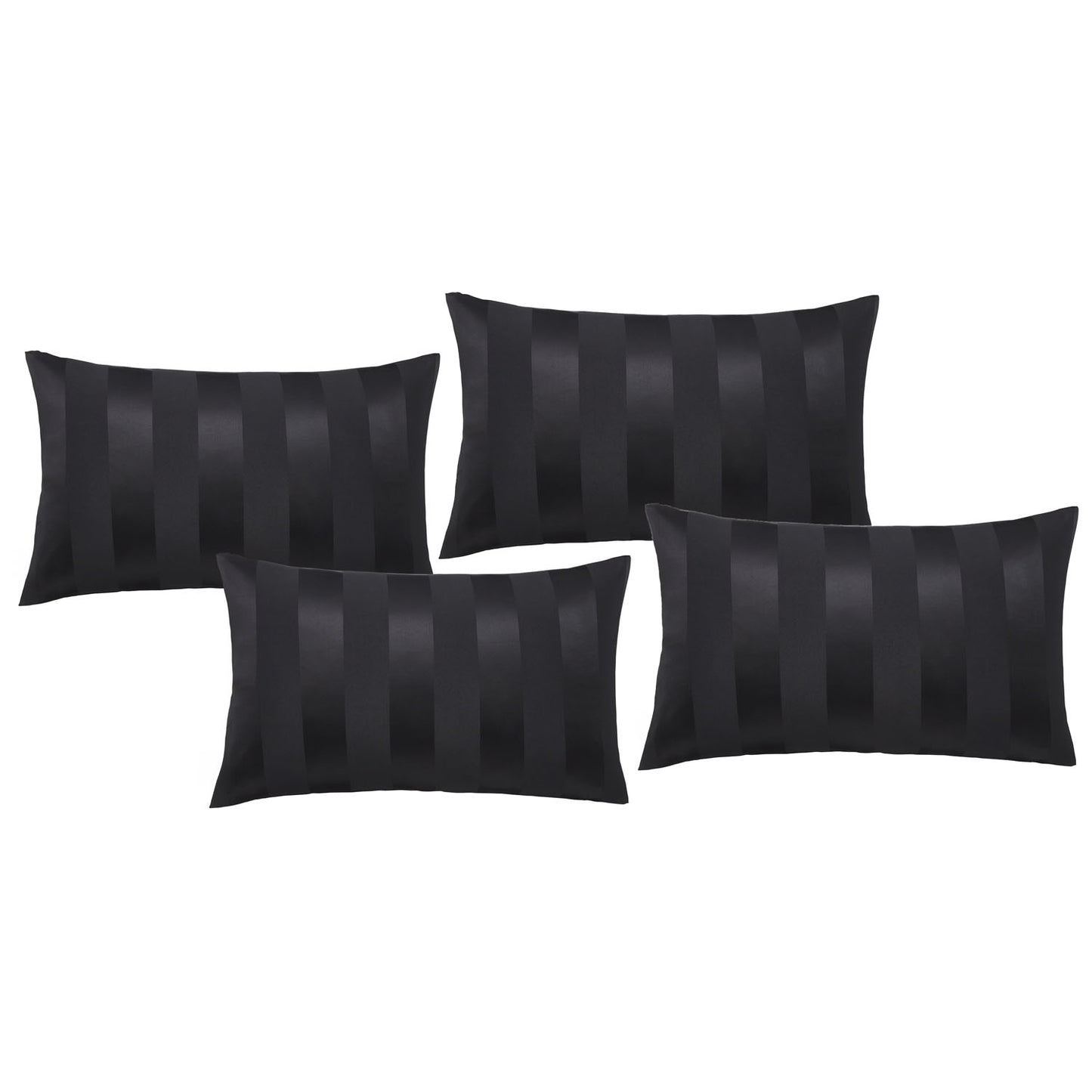 Catherine Lansfield So Soft Black Satin Stripe Standard Pillowcase Pack of 4