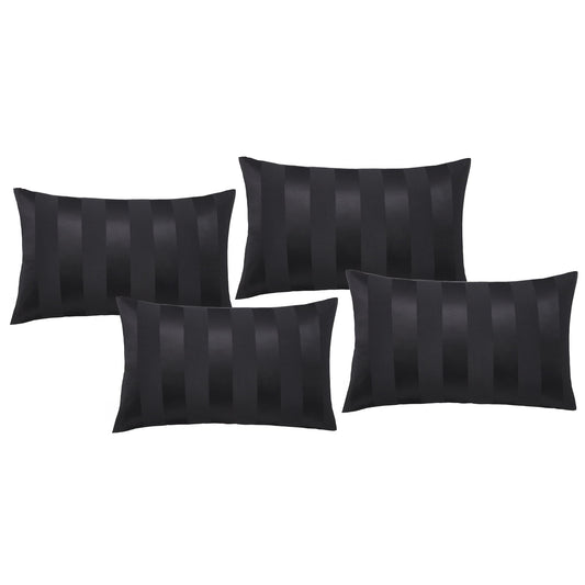 Catherine Lansfield So Soft Black Satin Stripe Standard Pillowcase Pack of 4