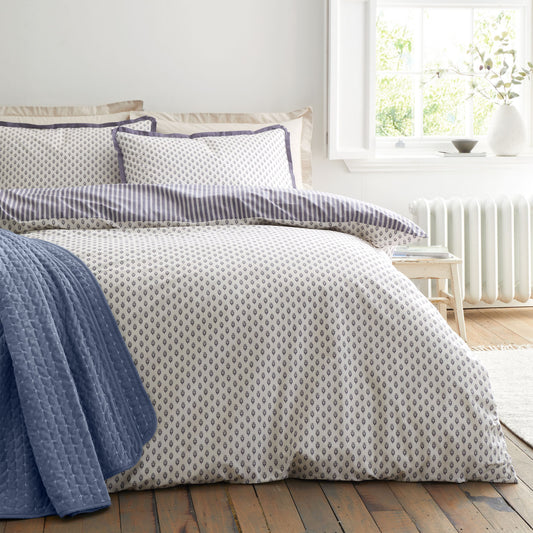 Bianca Amelie Blue 200TC Cotton Reversible Duvet Set