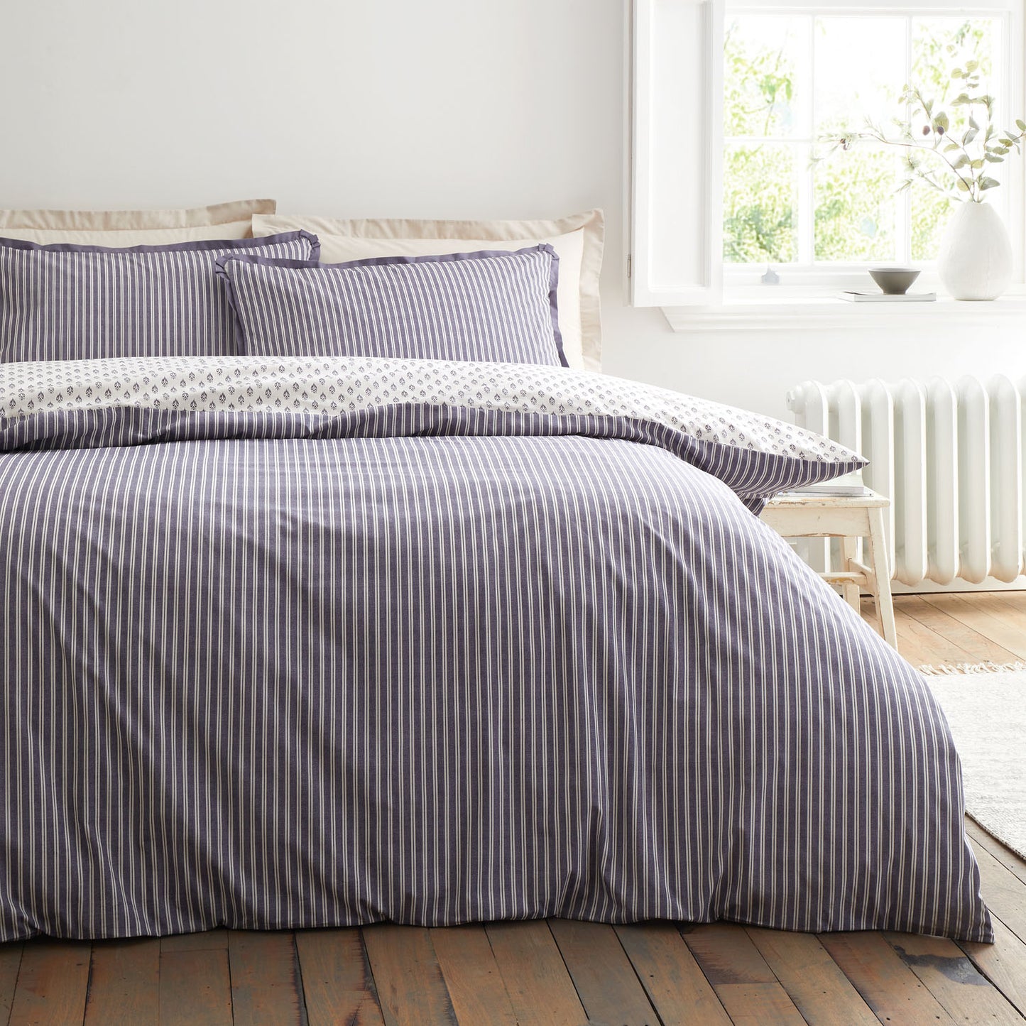 Bianca Amelie Blue 200TC Cotton Reversible Duvet Set