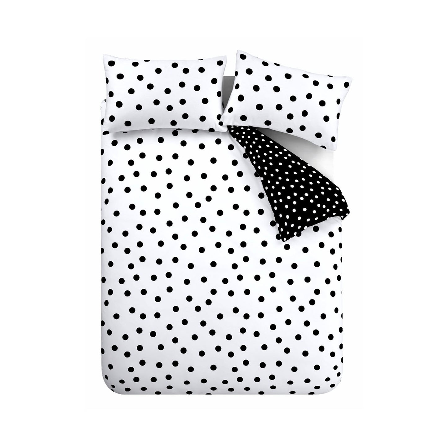 Catherine Lansfield Black & White Polka Dot Reversible Duvet Set