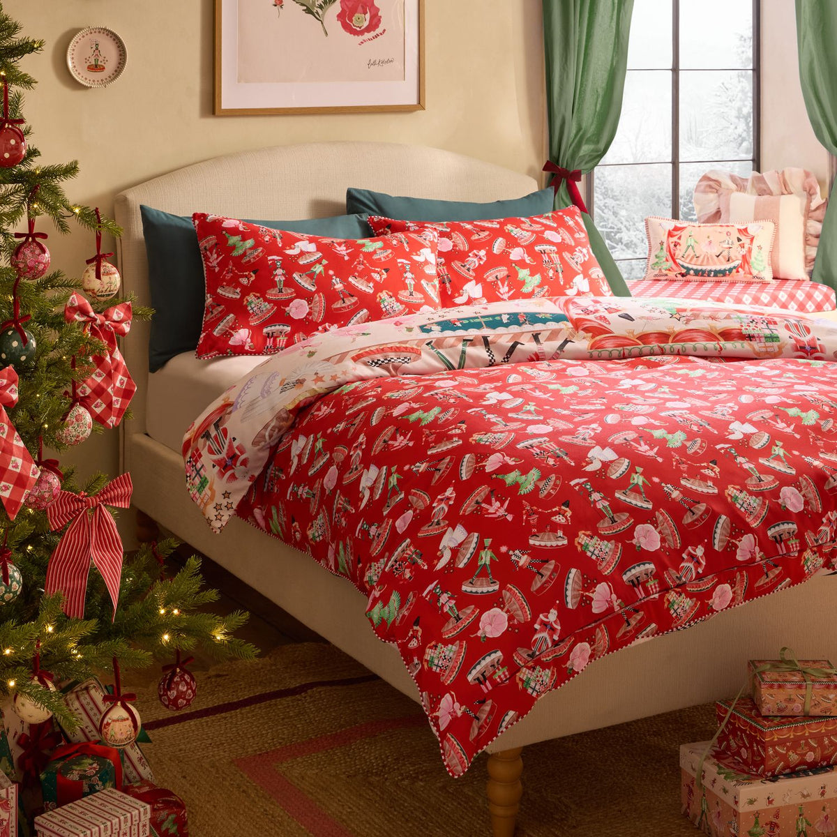 Cath Kidston Christmas Nutcracker Scene Red/Natural Duvet Set
