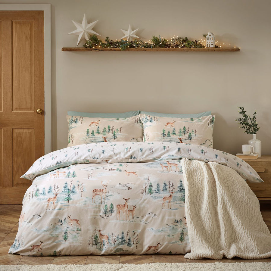 Catherine Lansfield Christmas Deer Brushed Cotton Duvet Set