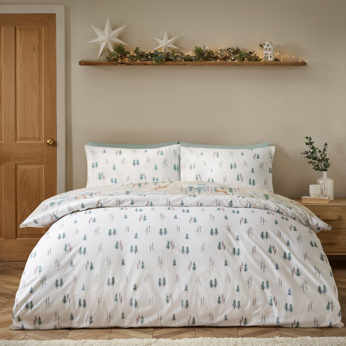 Catherine Lansfield Christmas Deer Brushed Cotton Duvet Set