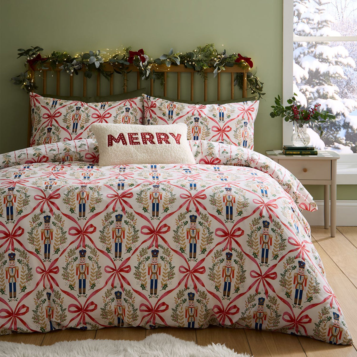 Catherine Lansfield Christmas Nutcracker Bows Duvet Set