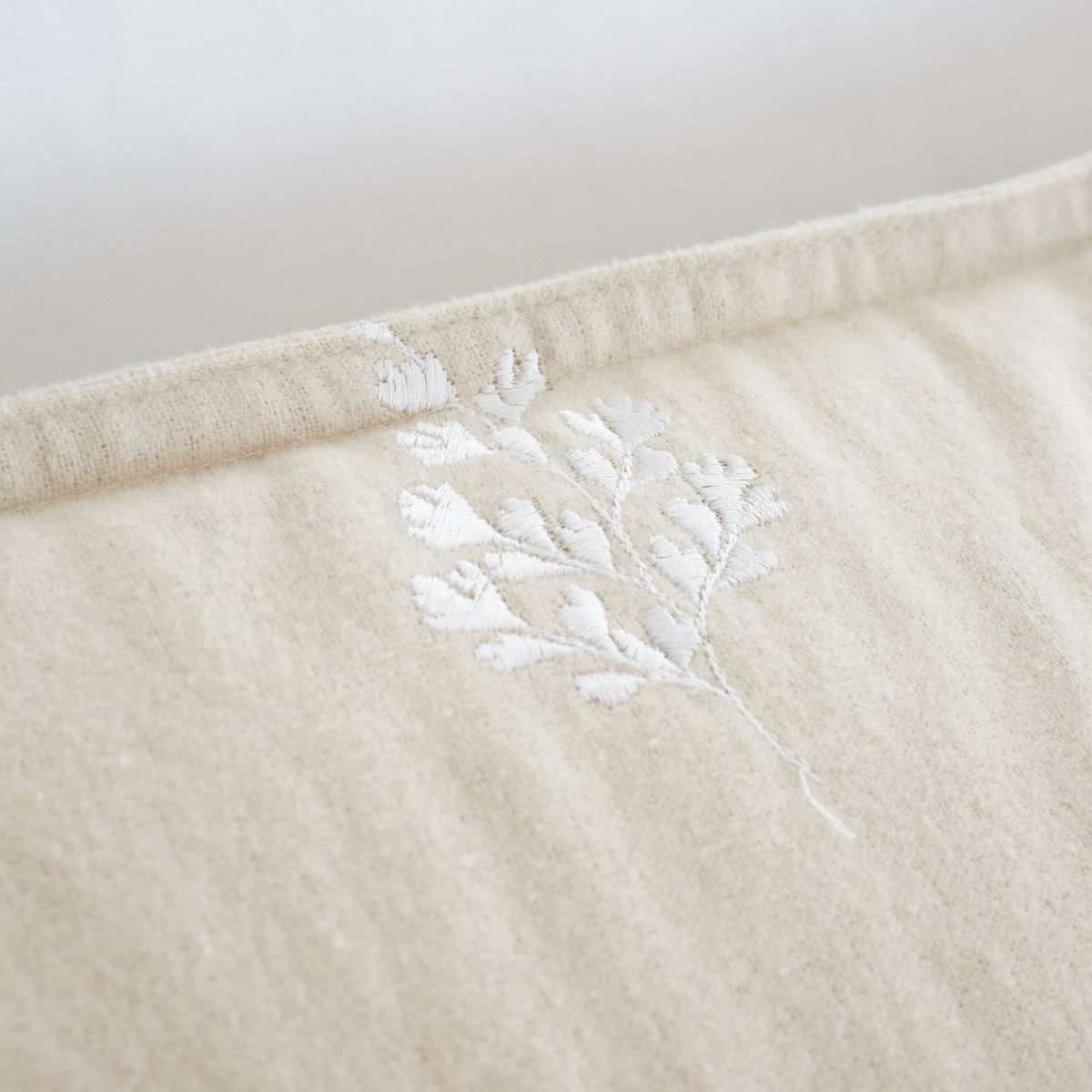 Bianca Fine Linens Brushed Cotton Natural Embroidery Leaf Duvet Set