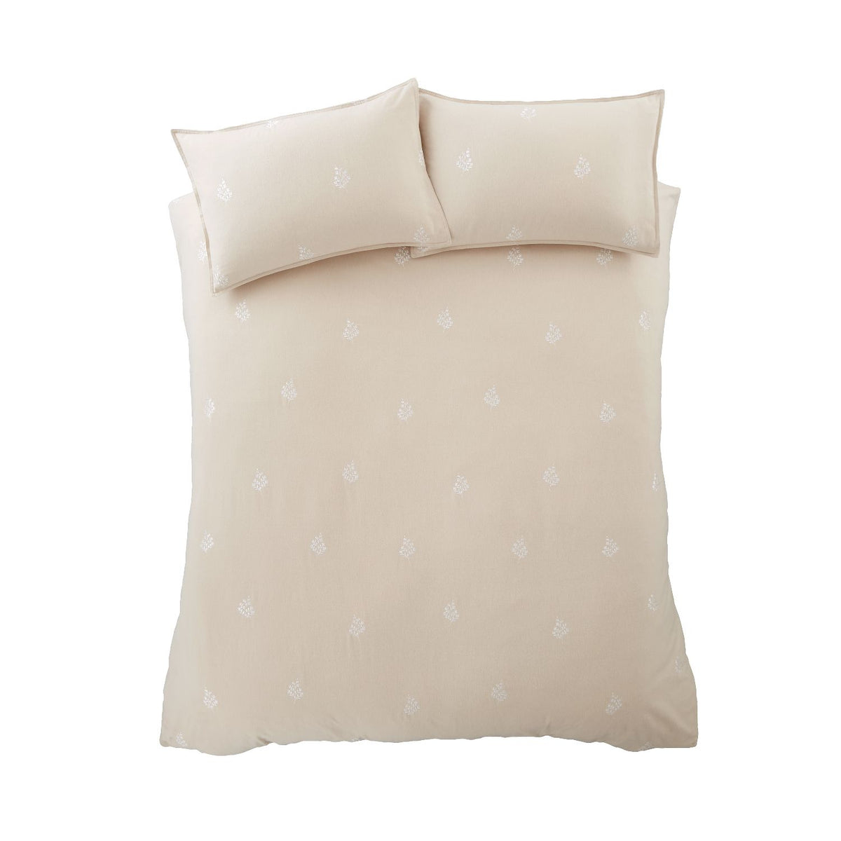 Bianca Fine Linens Brushed Cotton Natural Embroidery Leaf Duvet Set