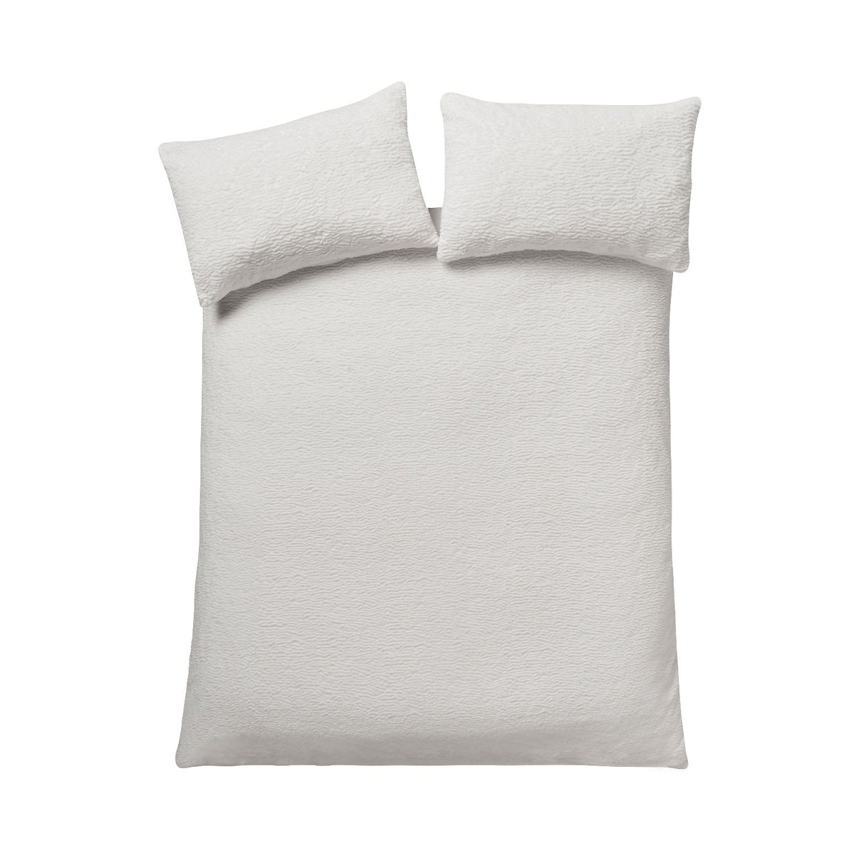Catherine Lansfield Textured Wave Cream Faux Fur Duvet Set